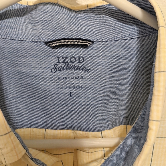 IZOD Saltwater Men's Short Sleeve Button Up Shirt Size L - Picture 3 of 3